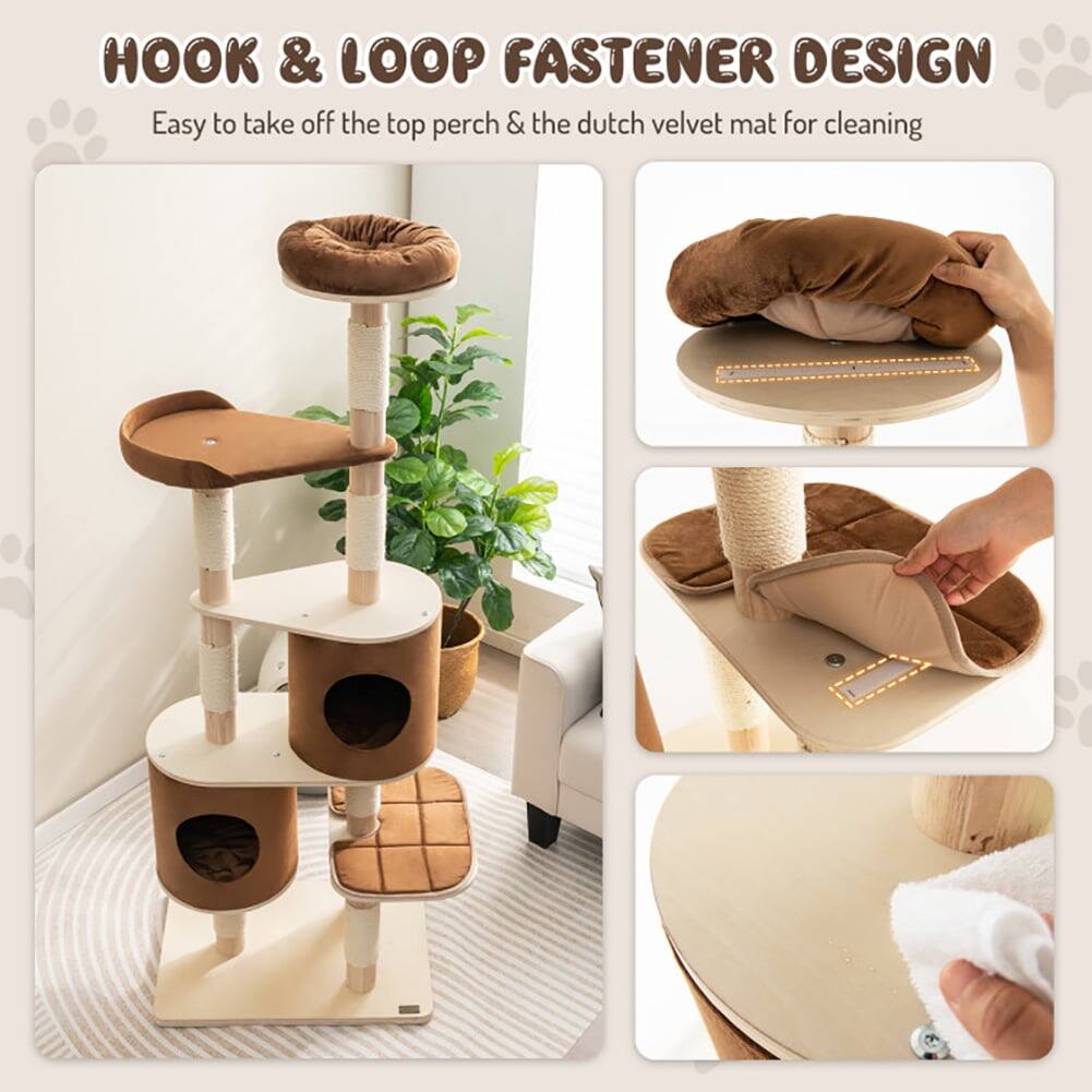 HOOK & LOOP FASTENER DESIGN  
Easy to take off the top perch & the dutch velvet mat for cleaning