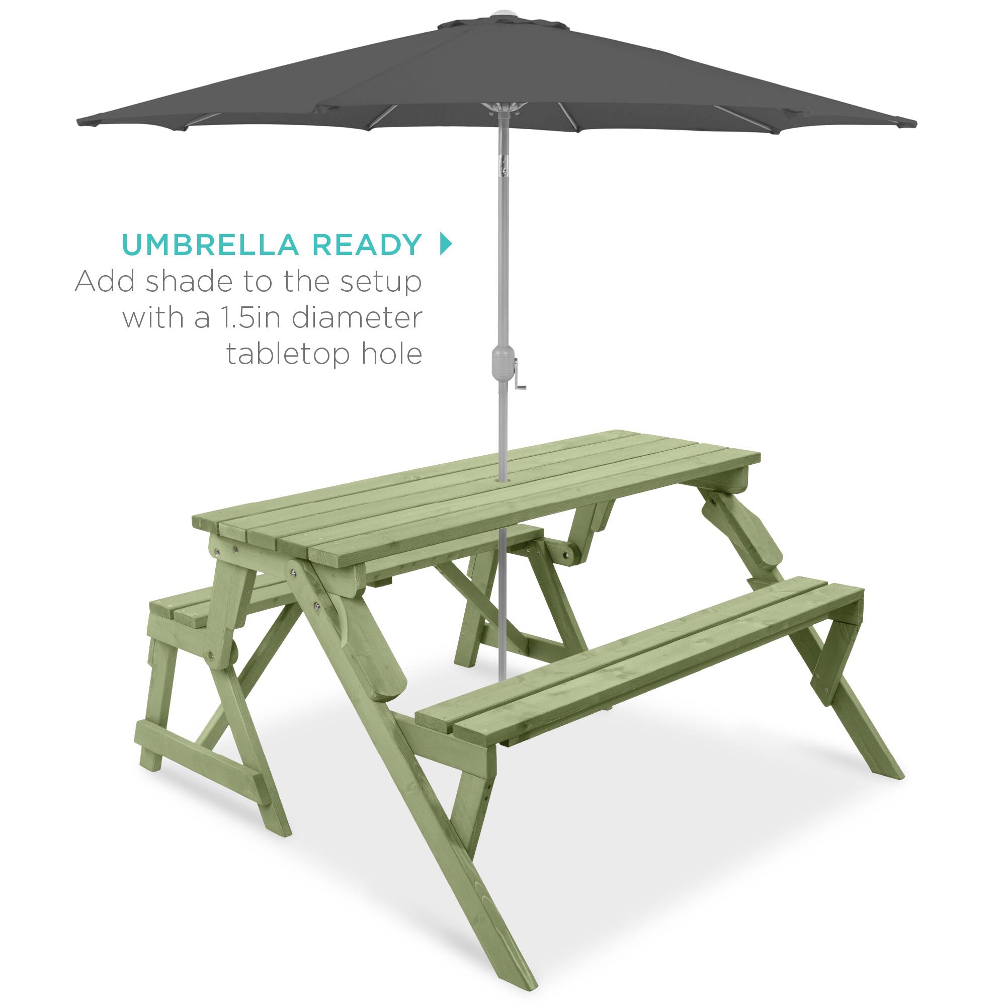UMBRELLA READY  
Add shade to the setup with a 1.5in diameter tabletop hole