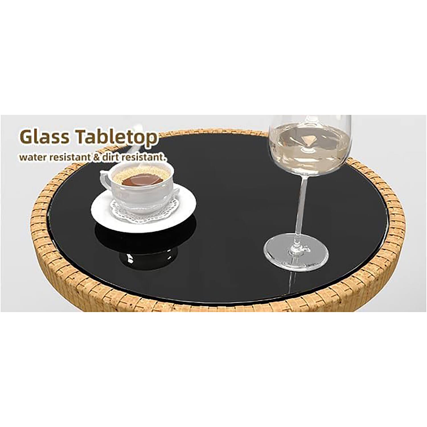 Glass Tabletop  
water resistant & dirt resistant.