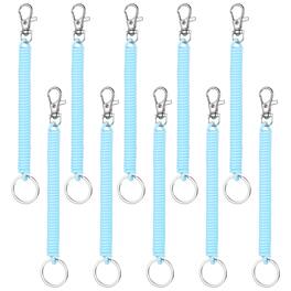 Unique Bargains - Coil Keychain 10pcs Spiral Retractable Spring Stretchy Lanyard Antilost Wristlet Bracelet for Purse, Wallet, Cellphone - Light Blue