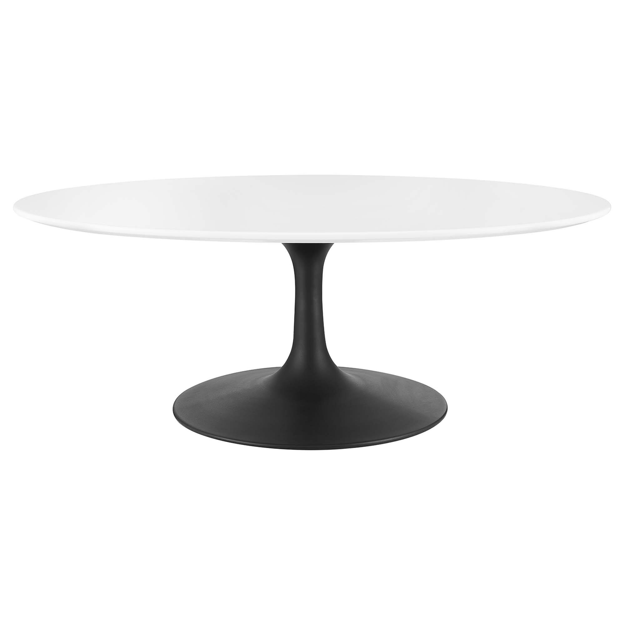 Angle. Modway - Lippa Oval Wood Coffee Table - Black White.