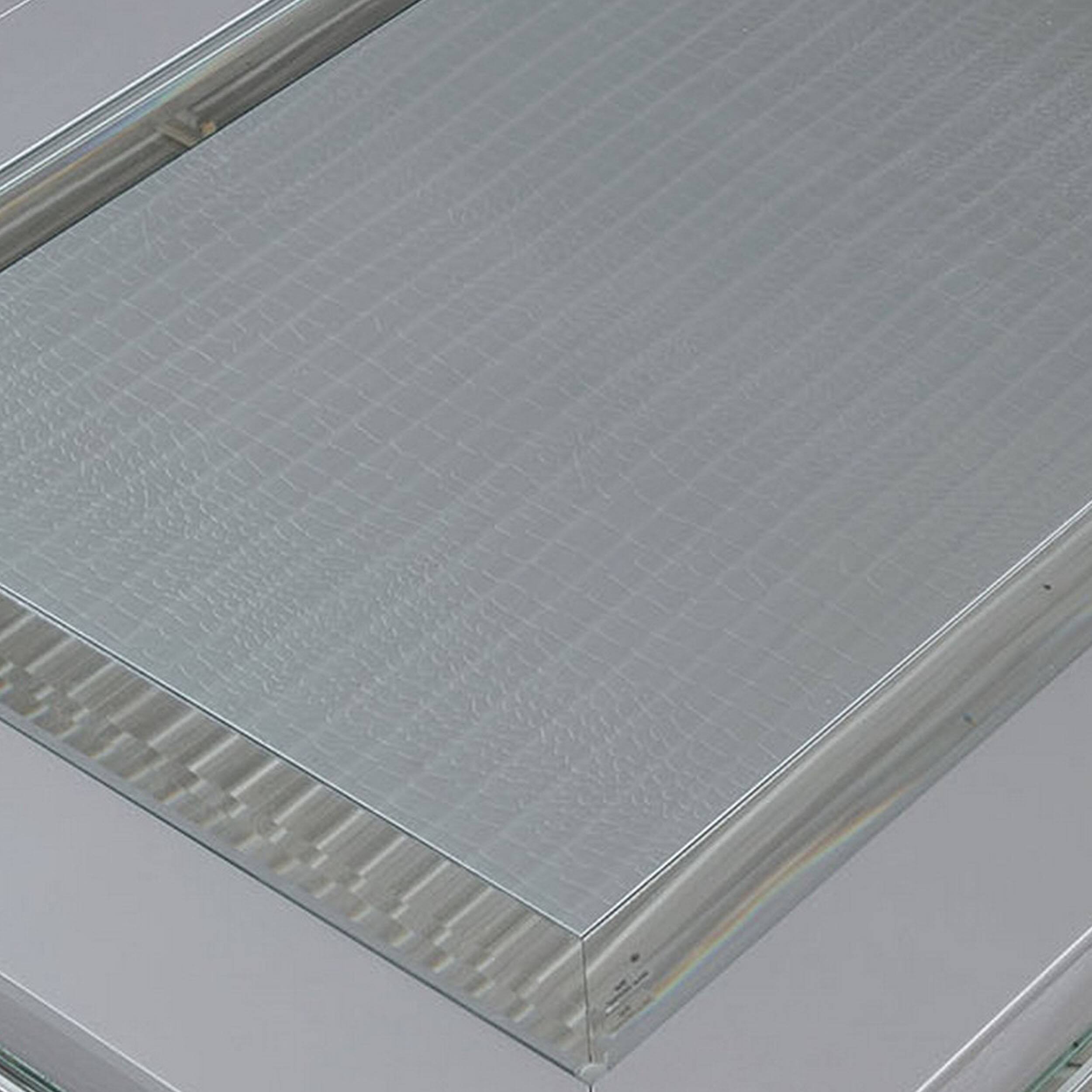 Alt View 2. Manhattan Lane - Wooden Dining Table With Beveled Mirror Insert, Silver and Clear - Silver and clear.