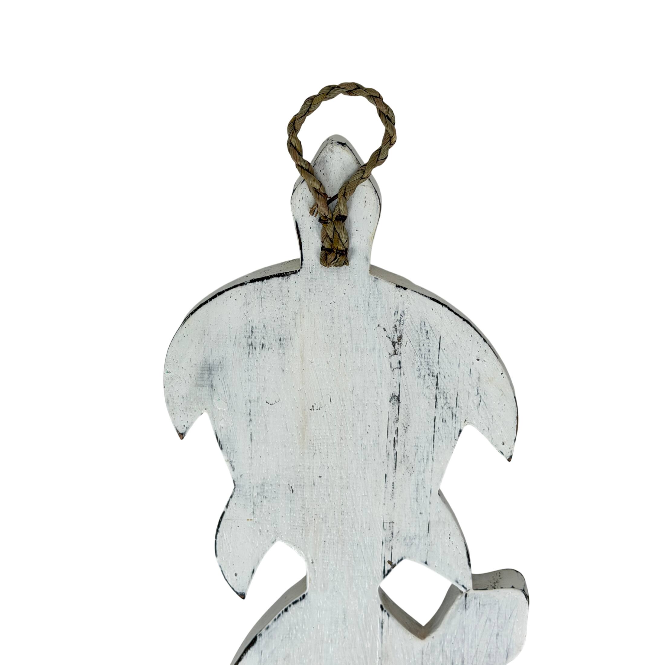 Alt View 2. Chesapeake Bay - Three Turtle Wood Wall Hanging Distressed White 24 Inch Coastal Nautical Decor - White.