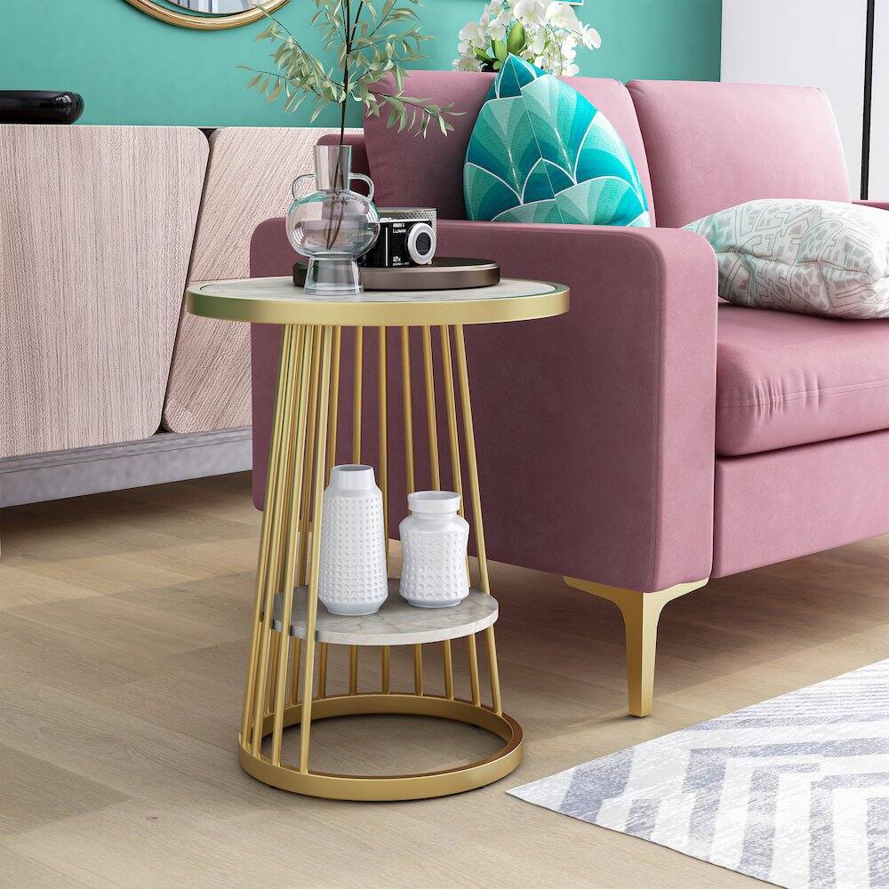 Alt View 3. Furniture of America - Amador Metal 1-Shelf Side Table - White.