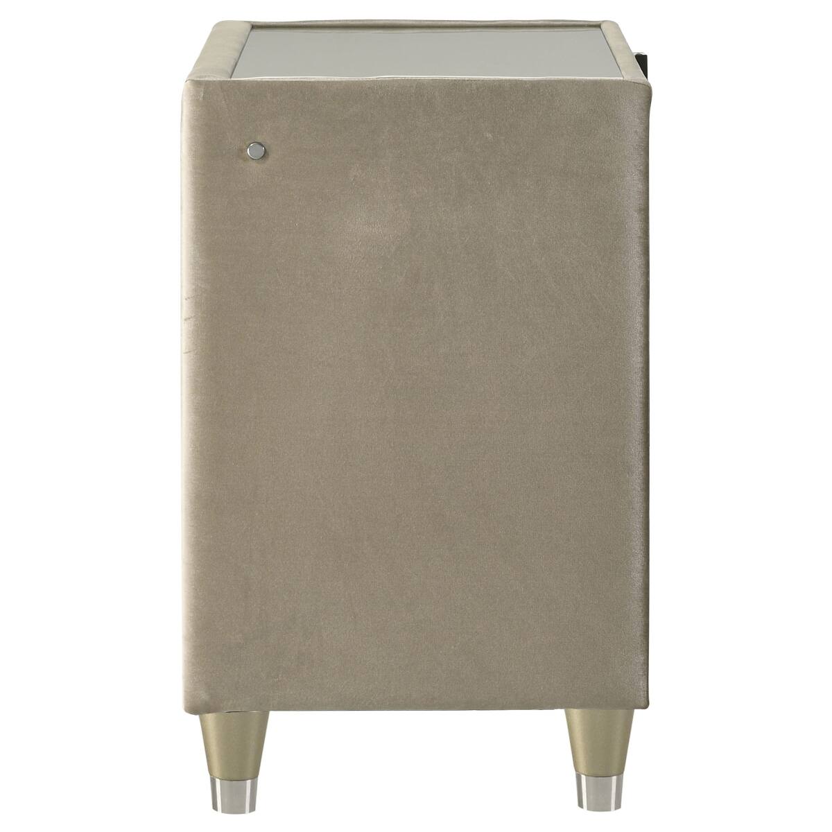 Alt View 1. Loheer - Loheer LED Nightstand with USB-A and USB-C Ports, Ivory and Camel Velvet, 2 Drawers - Ivory and Camel.
