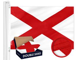 G128 - Alabama State Flag 3x5 Ft Double Sided 210D Embroidered Polyester 3-Ply - Red/White