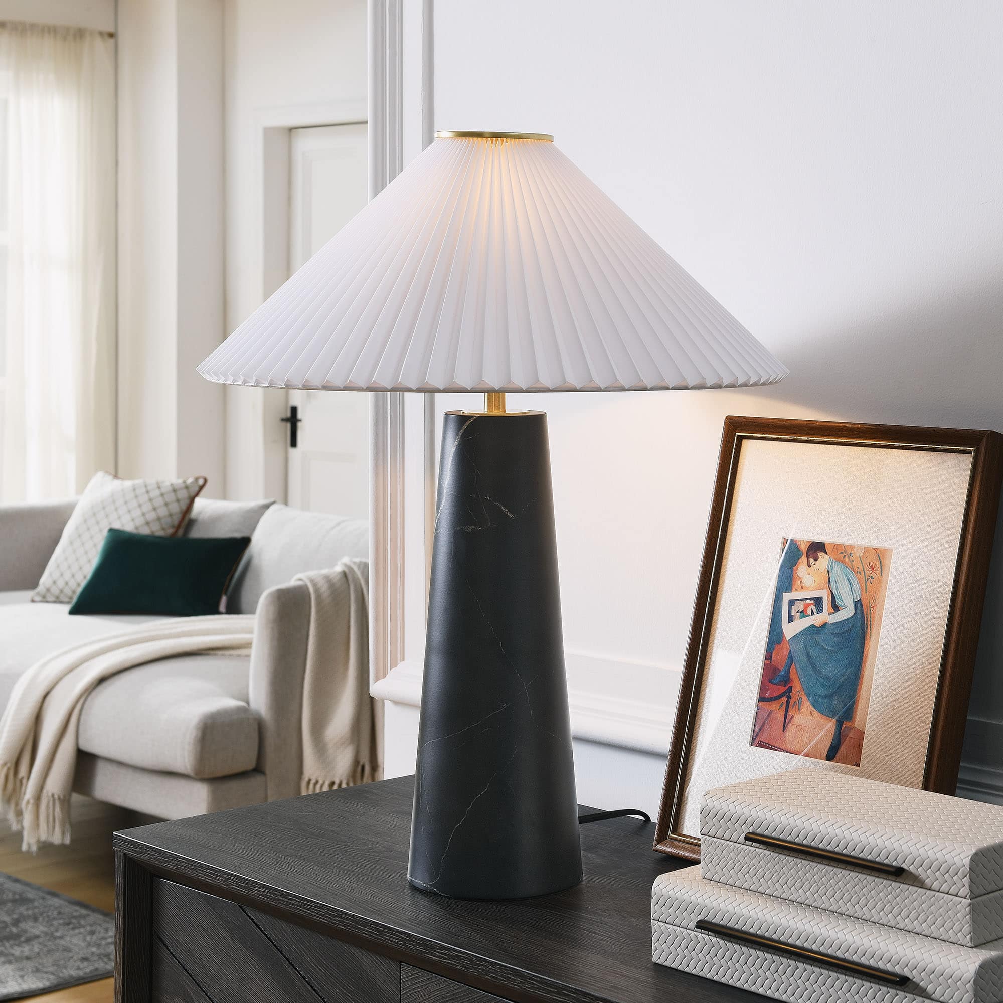 Nera Marble Table Lamp by Modway - Black