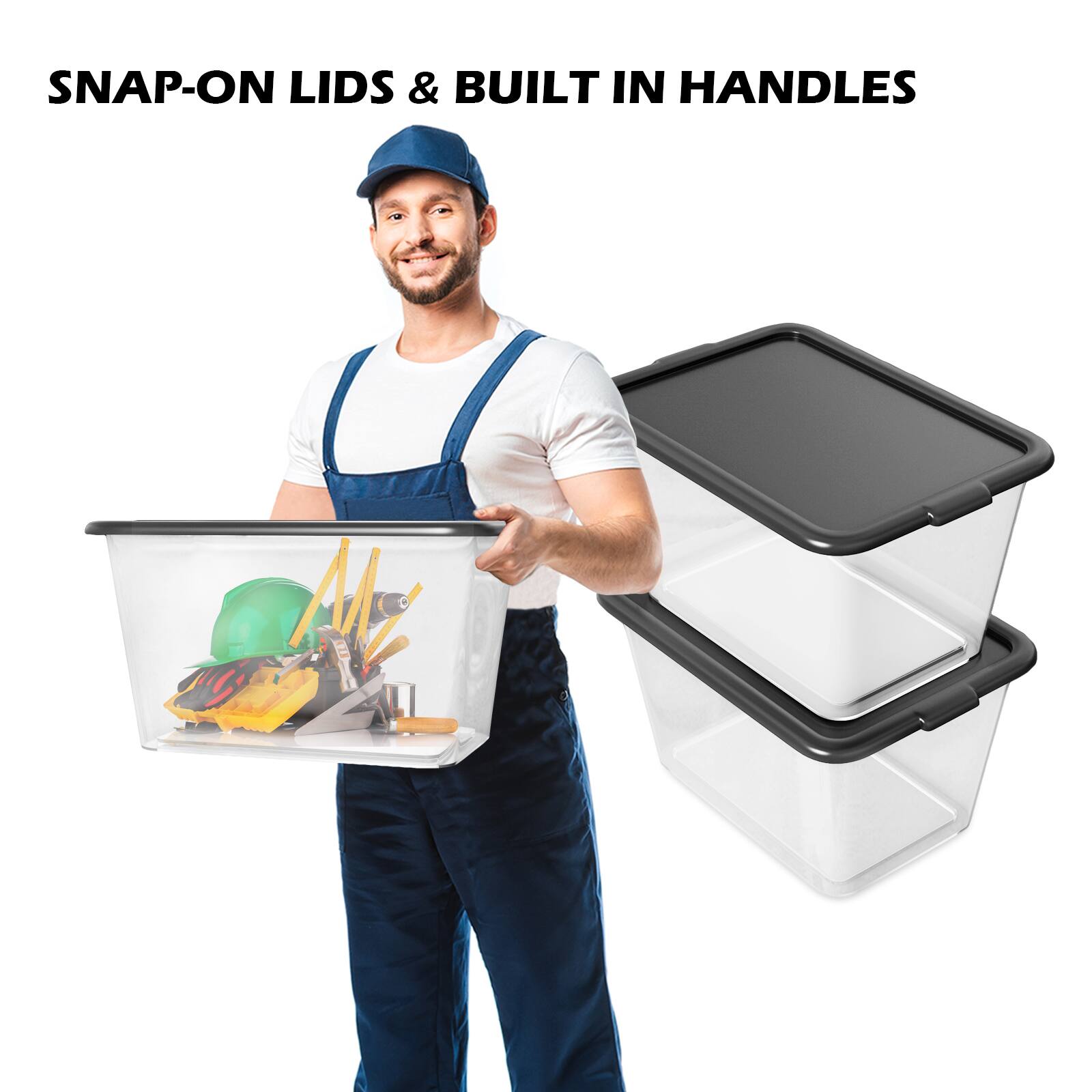 SNAP-ON LIDS & BUILT IN HANDLES