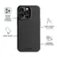 The image features a cell phone case with a raised ridge around the cameras, which is designed for a soft touch experience. The case is also drop proof and compatible with MagSafe technology.