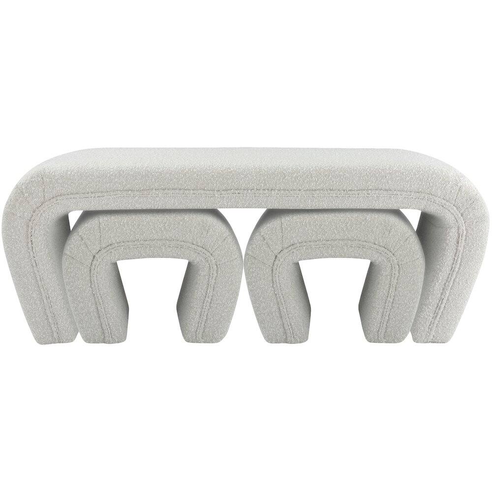 Alt View 4. Meridian Furniture - Odelia Cream Boucle Fabric Bench - Beige.