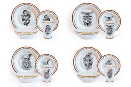 Ukonic - Harry Potter Hogwarts House Logos 16-Piece Ceramic Dinnerware Set - White
