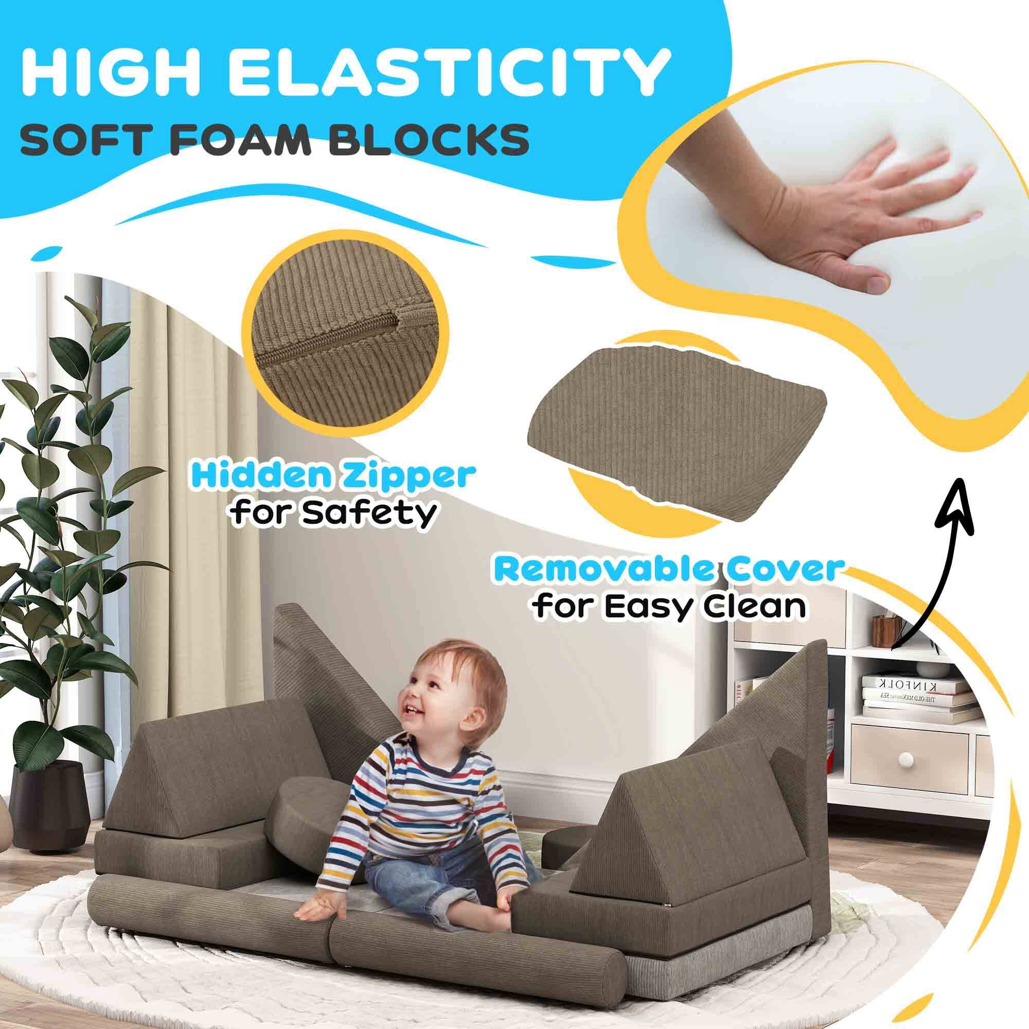 HIGH ELASTICITY  
SOFT FOAM BLOCKS  

Hidden Zipper for Safety  

Removable Cover for Easy Clean