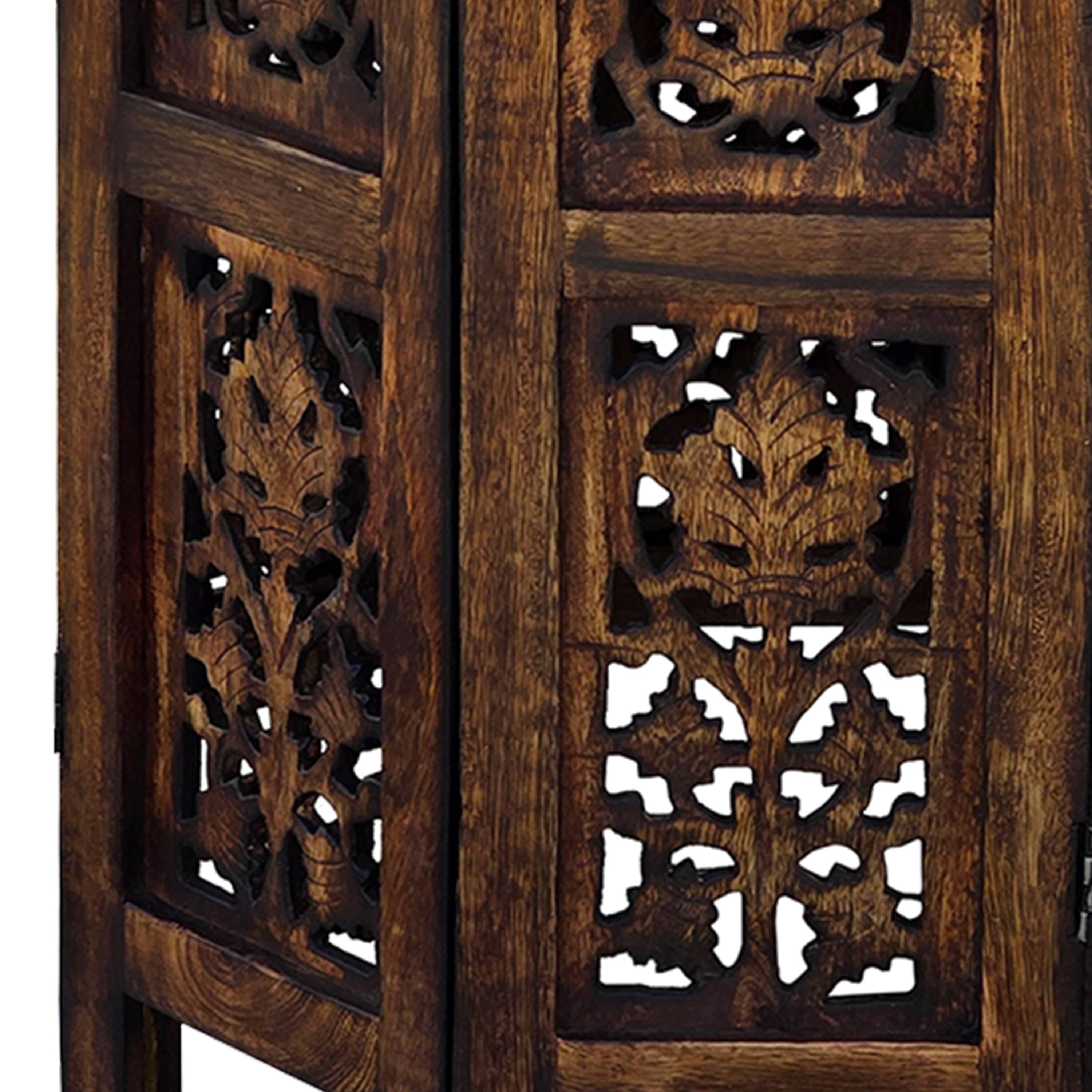 Alt View 1. Manhattan Lane - 18 Inch Mango Wood Folding Accent Table, Hand Carved - Brown.