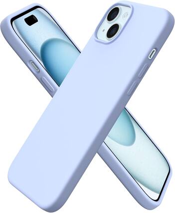Front. Ornarto - ORNARTO Compatible with iPhone 15 Plus Case 6.7", Slim Liquid Silicone Full Covered Protective Cover-Baby Blue - Baby Blue.