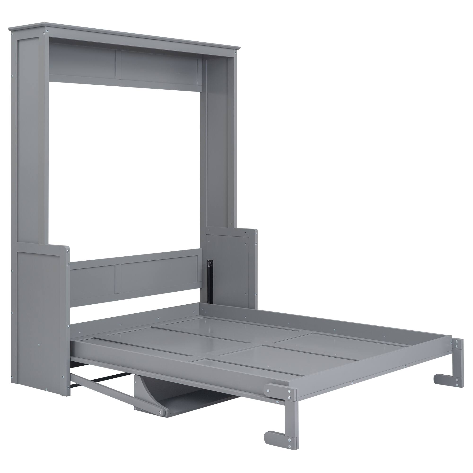Alt View 8. Tiramisubest - Queen Size Murphy Bed with Shelf, Gray: Solid Wood+MDF, 86x70x87, 192lbs - Gray.