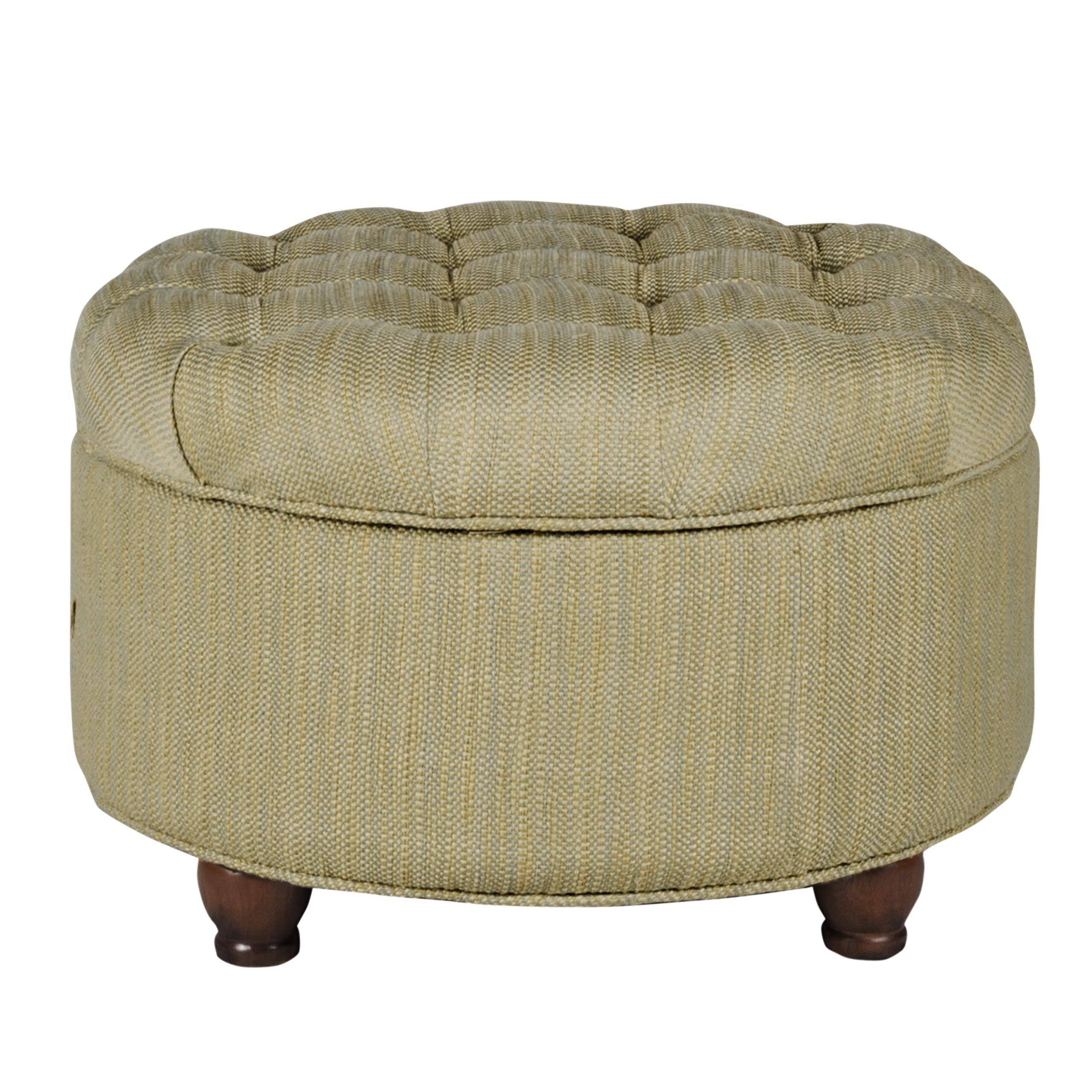 Front. JETRANSPORT - Home Decor |button Tufted Faux Leather Round Storage Ottoman Living Room Bedroom (gray) OTTOMAN - Tan and Cream Tweed.