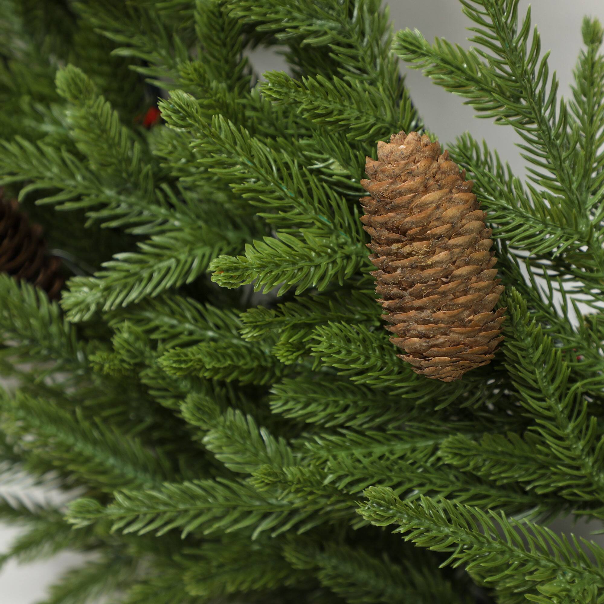 Alt View 8. Homcom - 36in Christmas Wreath with Pine Cones, Artificial Norfolk Pine, 224 Realistic Branches, Indoor, Green - Green.