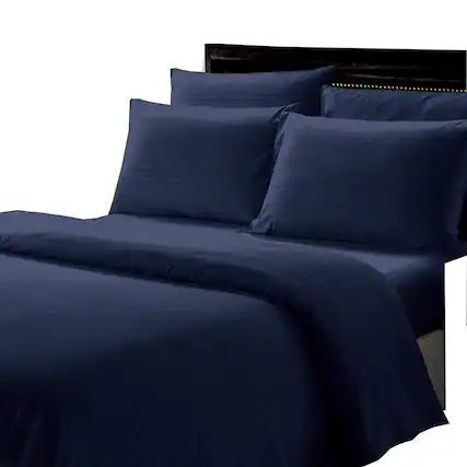 Front. Plazatex - Plazatex Dobby Stripe Luxurious Ultra Soft Moisture Wicking Solid Color 4 Pieces Sheet Set Twin Navy - Navy.