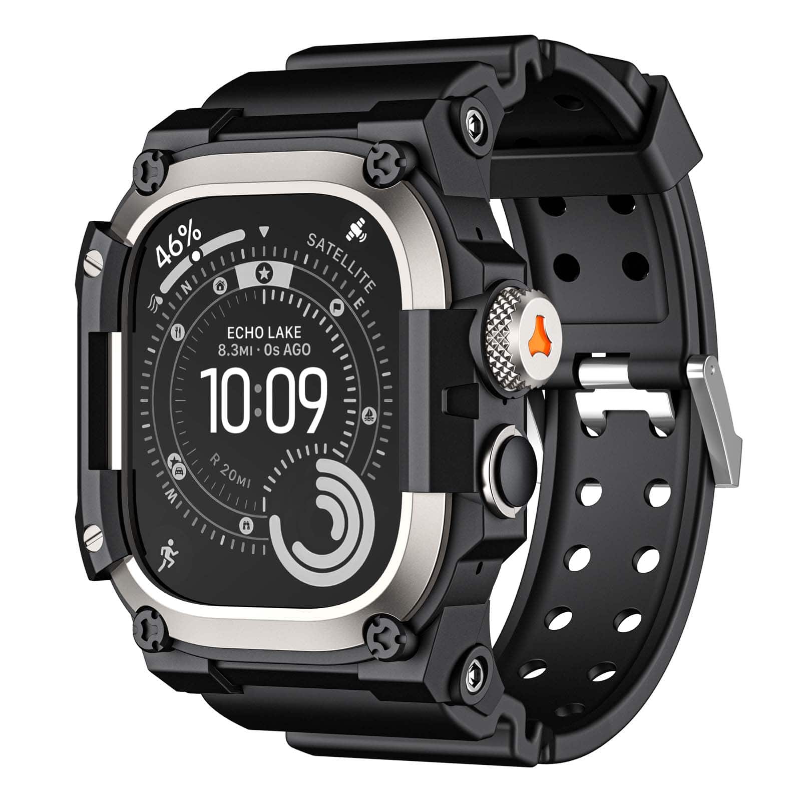 Dteck - Sport Band with Rugged Case for Apple Watch Ultra 3/2/1 49mm, Military Grade Shockproof Cover for Outdoor Adventures - Titanium Black price history on PriceWatchPro