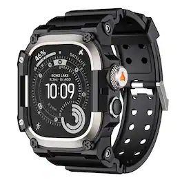 Dteck - Sport Band with Rugged Case for Apple Watch Ultra 3/2/1 49mm, Military Grade Shockproof Cover for Outdoor Adventures - Titanium Black