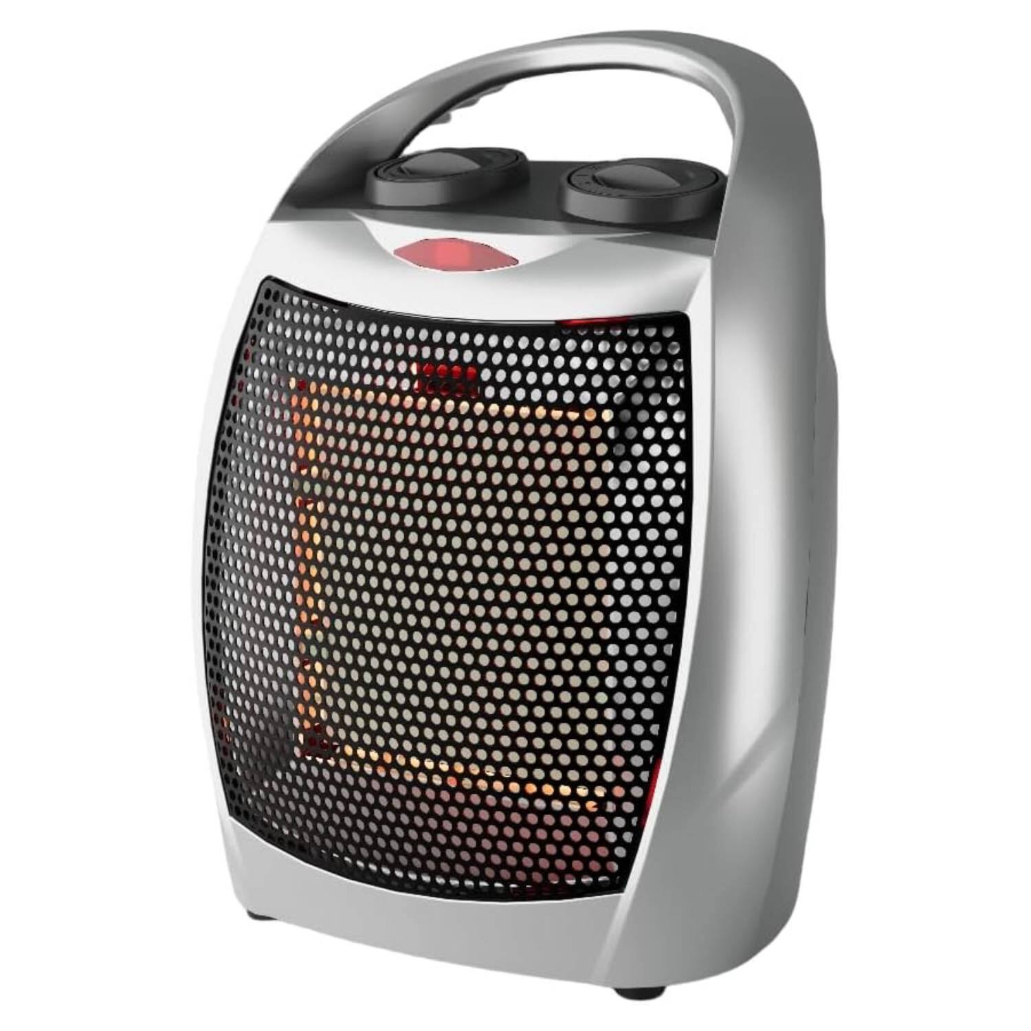 Front. Acekool - PTC Fast Heating 1500W/750W Portable Electric Space Heater for Small Space, Silver - Silver.
