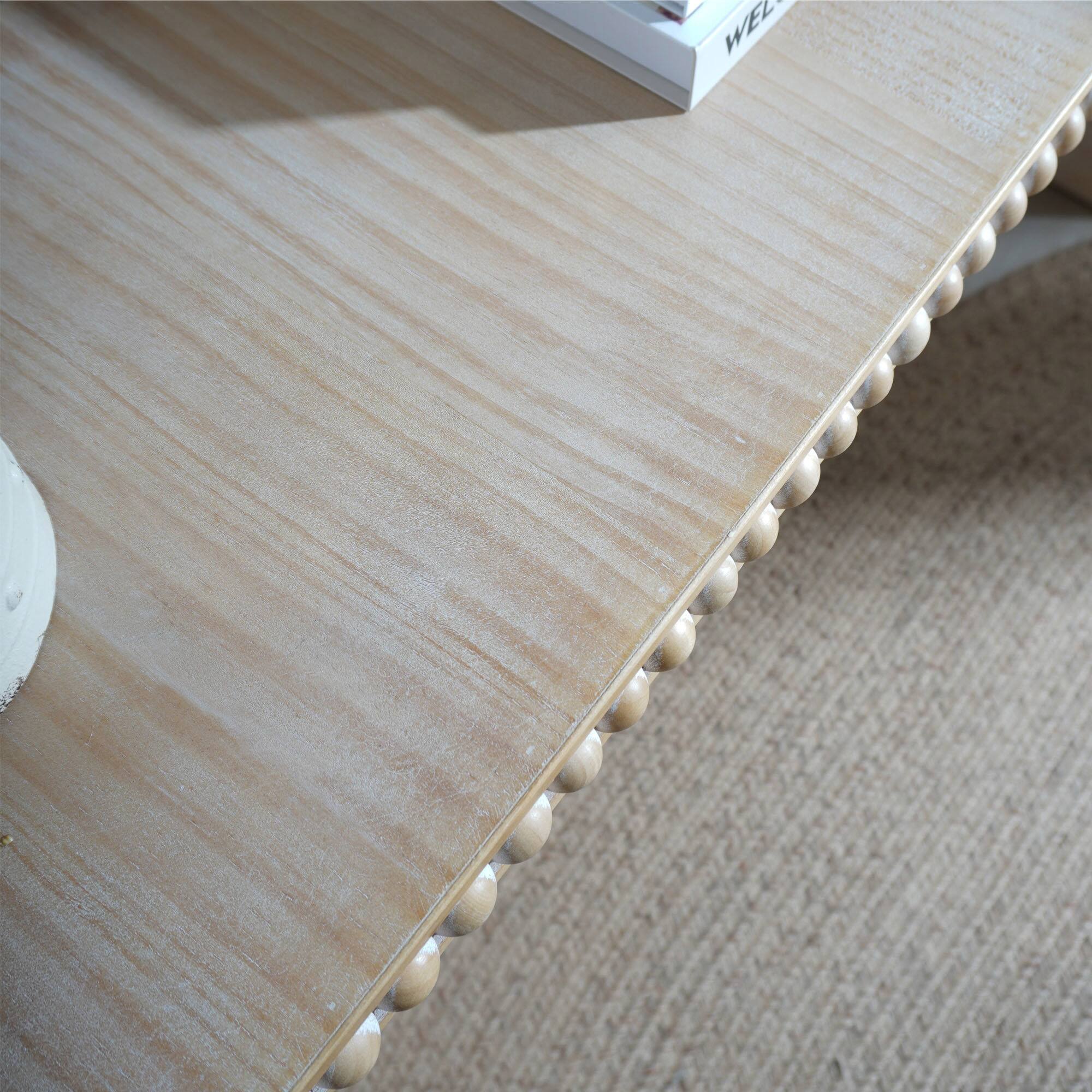 Alt View 5. Spaco - Spaco Curved Wood Art Console Table, 59 Inch Entryway Table with Wood Beads for Living Room Hallway Office - Antique Natural.