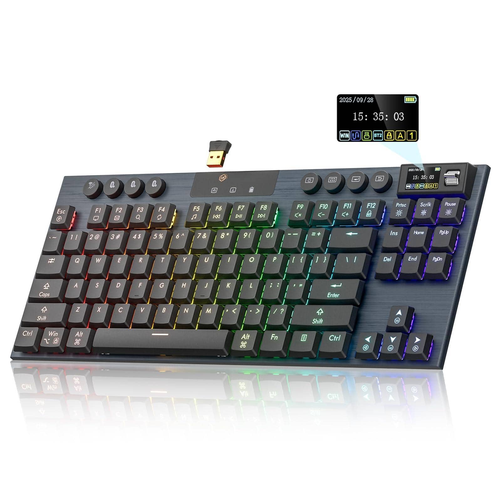 HM 1810 - Immersion A3 Low profile Wireless Mechanical Tkl Hot swappable Aluminum Gaming Bt5 0 2 4ghz usb c S - Tactile