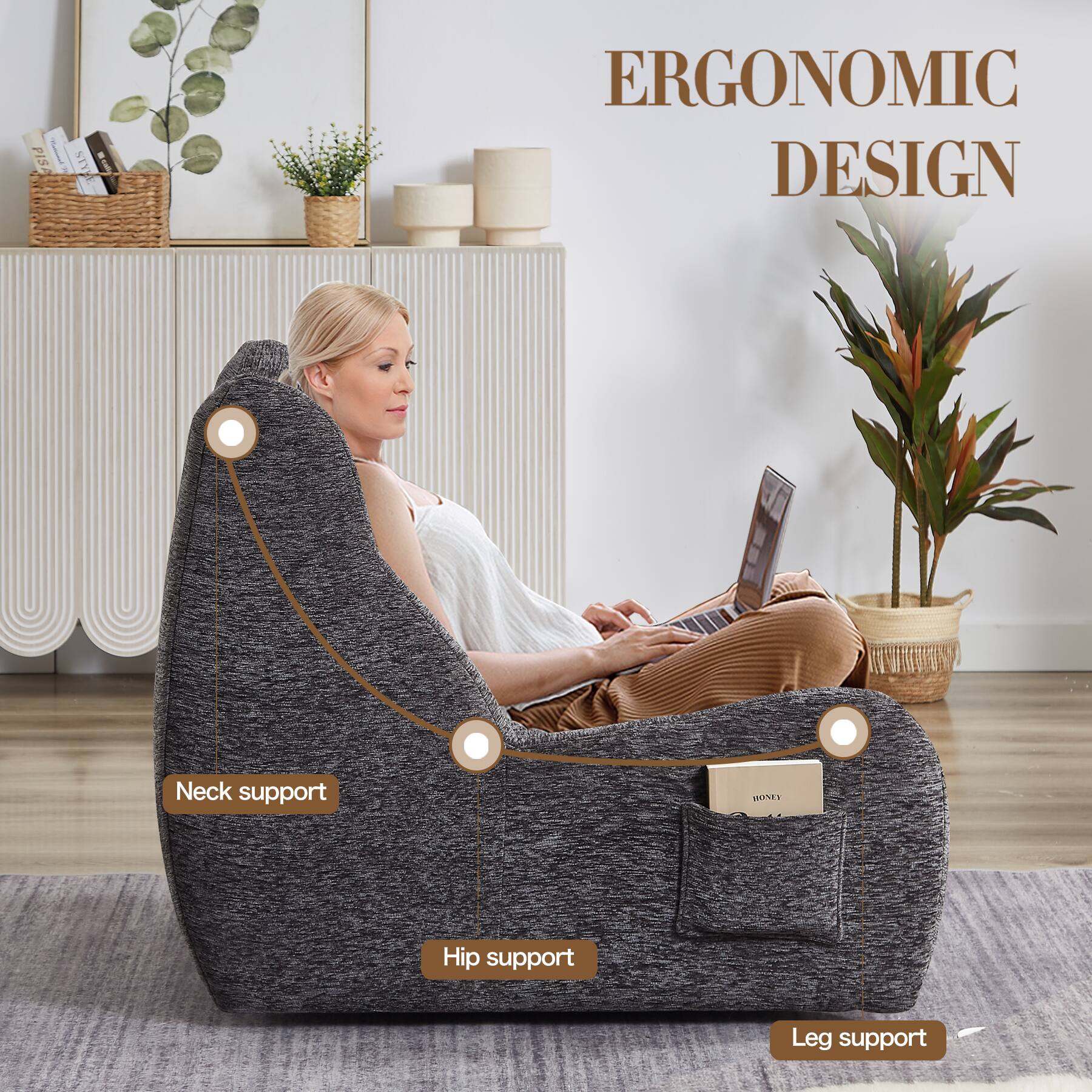 ERGONOMIC DESIGN

- Neck support
- Hip support
- Leg support