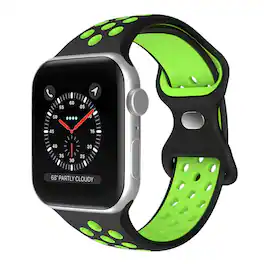 StrapsCo - ColorBlock Active Strap Silicone Rubber Watch Band For Apple Watch - 44mm/45mm/46mm/49mm/Ultra (Short-Medium) - Black & Green
