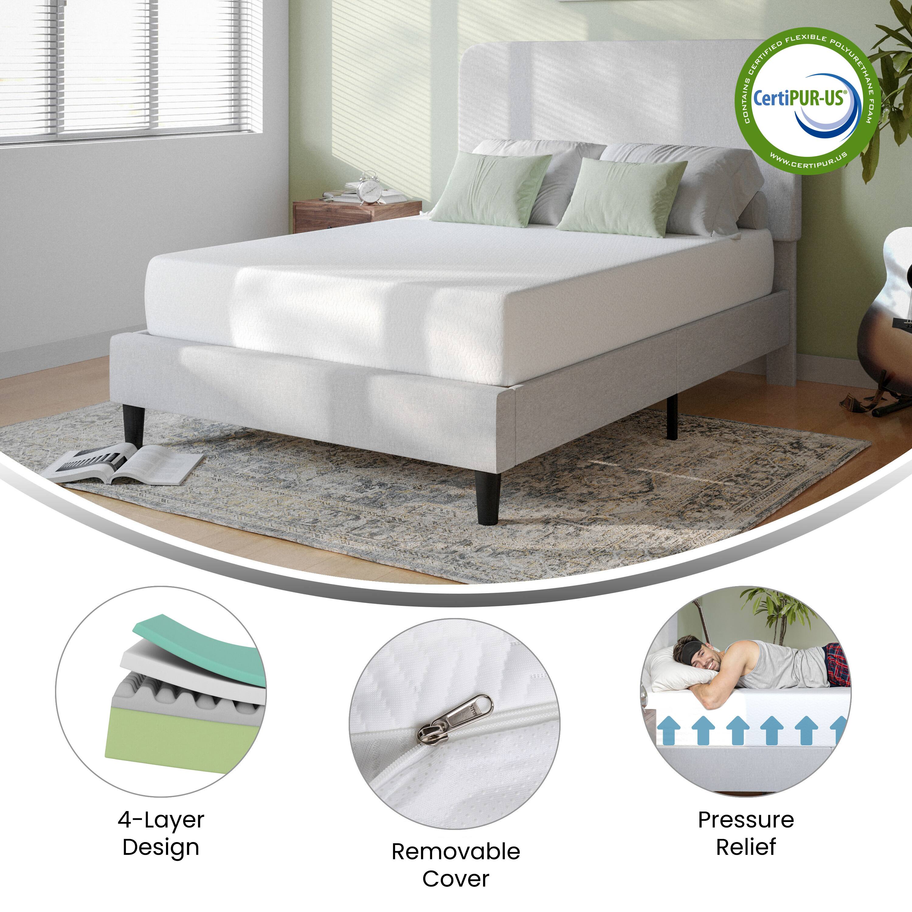 - PLEUSBLE CERTIFIED CONTAINS CertiPUR-US POLYURETHANE FOAM
- WWW.CERTIPUR.US
- 4-Layer Design
- Removable Cover
- Pressure Relief