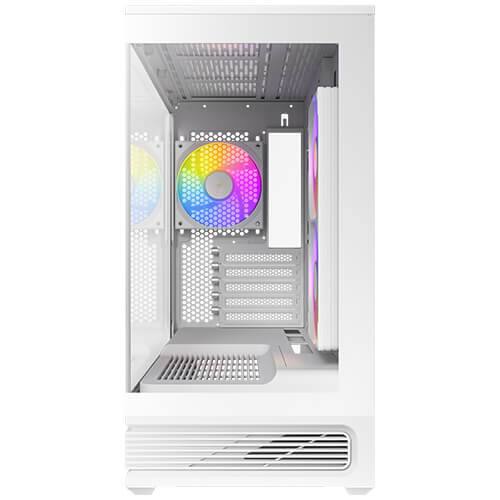 Back. Antec - C2M ARGB WHITE 270° Full-view Tempered Glass Compact MicroATX PC Case, 2 ARGB PWM Fans Included, Support 360mm Radiator - White.