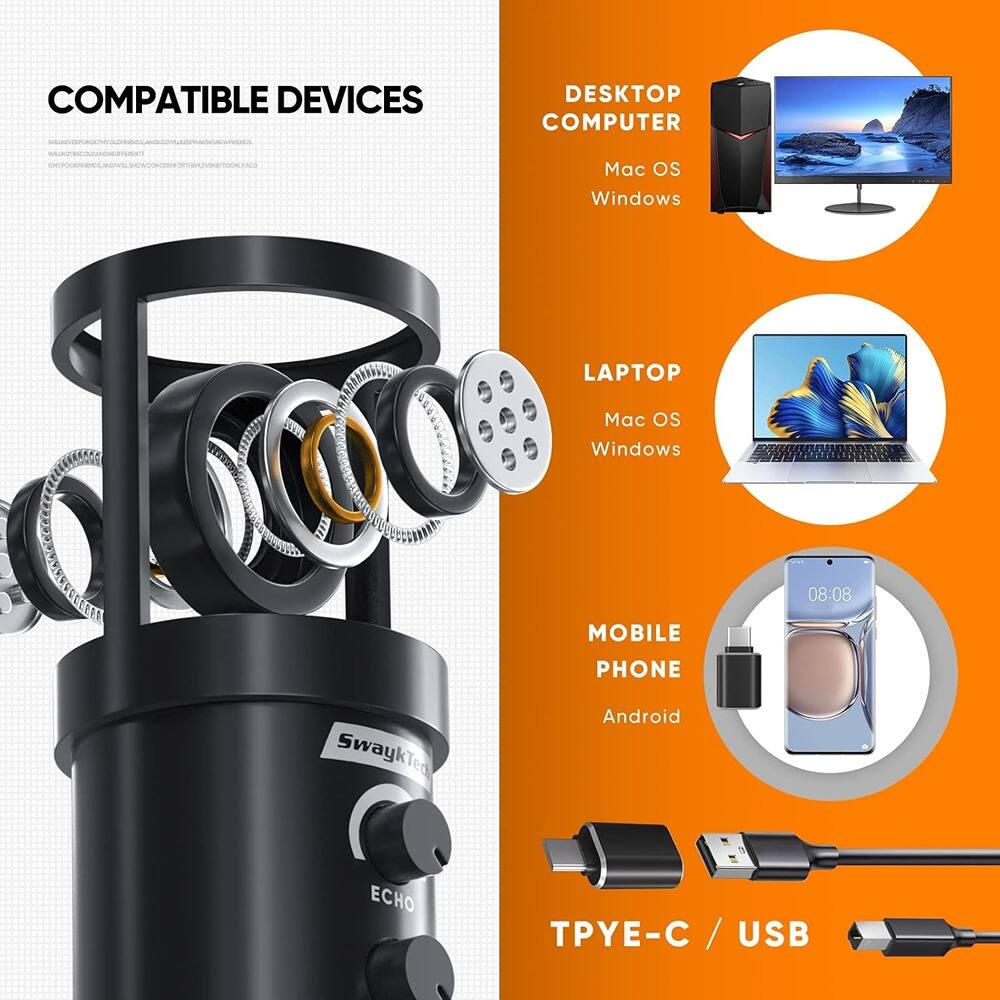 COMPATIBLE DEVICES

DESKTOP COMPUTER
- Mac OS
- Windows

LAPTOP
- Mac OS
- Windows

MOBILE PHONE
- Android

TPYE-C / USB