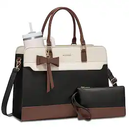 LOVEVOOK - Laptop Leather Tote Work Bag for Women, Waterproof Business Teacher Bag, Large Computer Handbag Purse Briefcase - Assorted Pre-Pack