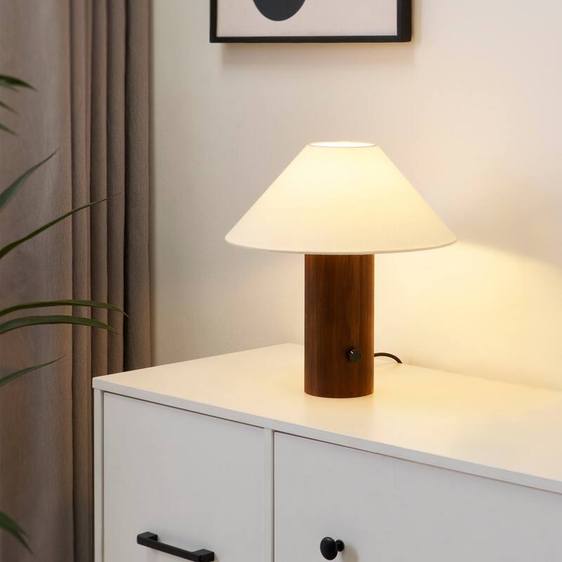 Alt View 8. Brightech - Oakley LED Midcentury Modern Dimmable Bedside Nightstand Desk Lamp - Walnut Brown Wood.