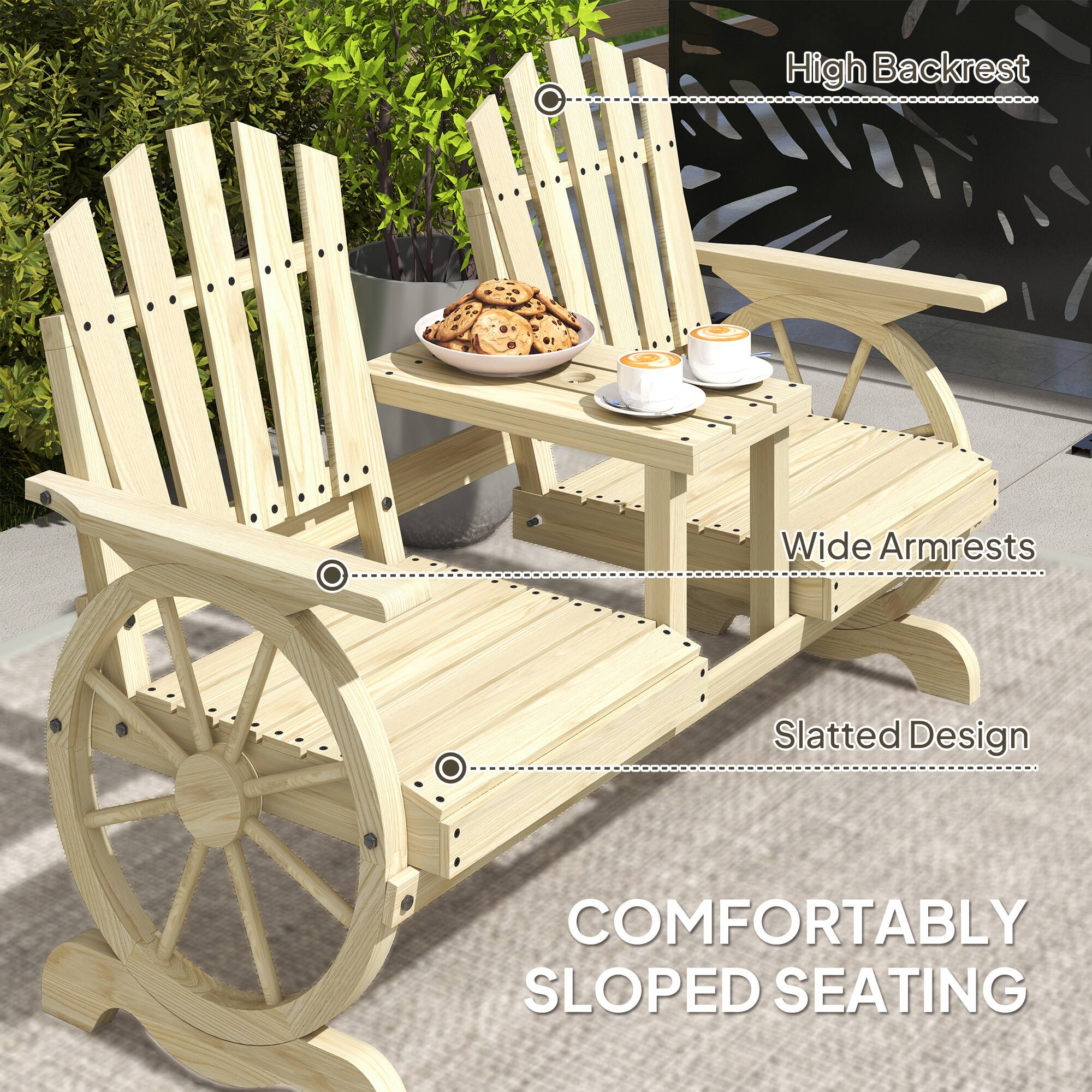 High Backrest, Wide Armrests, Slatted Design, Comfortably Sloped Seating