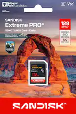 National Park Foundation
4K UHD 1 2 V30
Arches National Park
SANDISK Extreme PRO™ SDXC UHS-I Card • Carte
Sticker included Autocollant inclus
PROUD SUPPORTER OF NATIONAL PARK FOUNDATION
128 GB*/Go*
SPEEDS UP TO VITESSE JUSQU' 250 MB/s* Mo/s**
READ LECTURE 120 MB/s** Mo/s*
WRITE CRIRE 120 MB/s**
SANDISK Extreme PRO
250 MB/s R
120 MB/s W
128 GB
SANDISK™