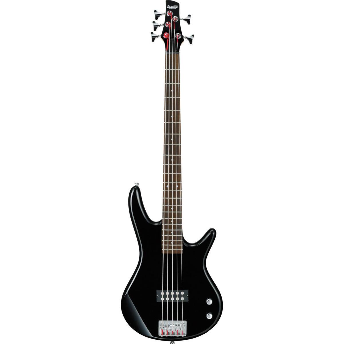 Front. Ibanez - Ibanez GIO Series GSR105EX 5-String Electric Bass Guitar, Rosewood Fretboard, Black.