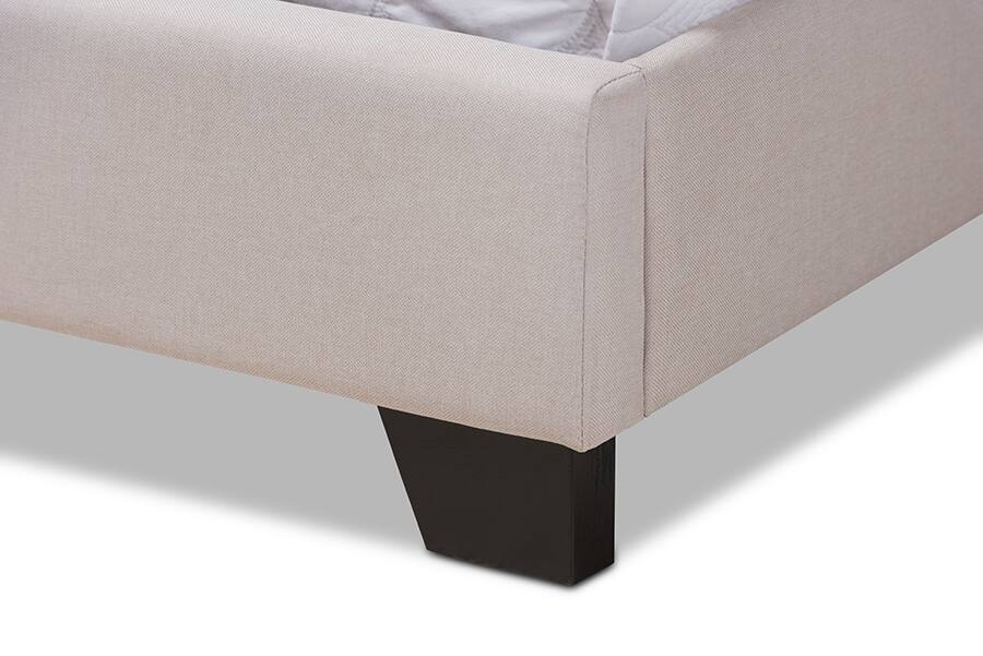 Left. Baxton Studio - Alesha Modern and Contemporary Fabric Upholstered Queen Size Bed - Beige.