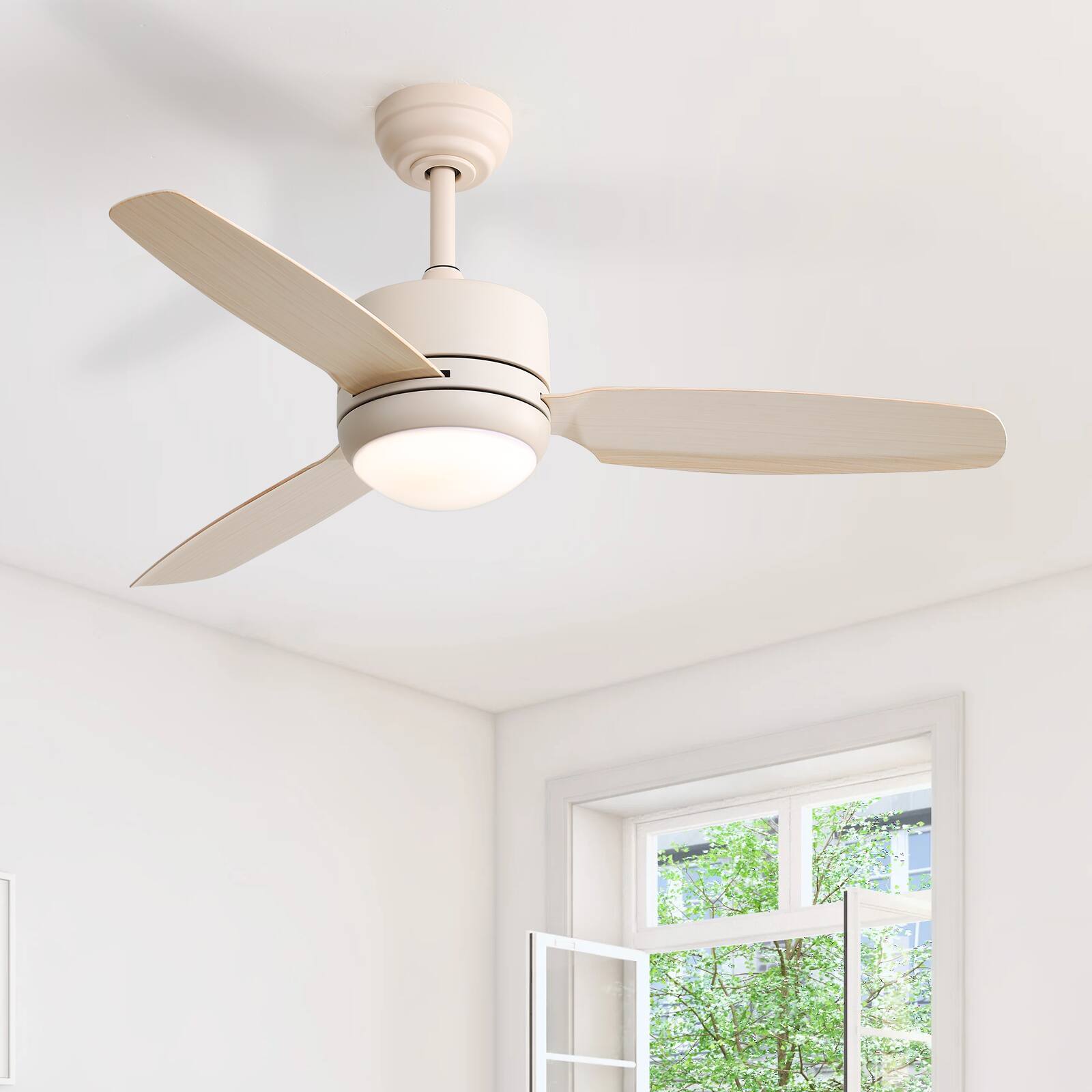 Alt View 4. Sofucor - 46 inch Ceiling Fans with Lights and Remote Strong Airflow Bedroom Ceiling Fan Dimmable 6-Speed 3-Timer Reversible DC - Wood Grain.