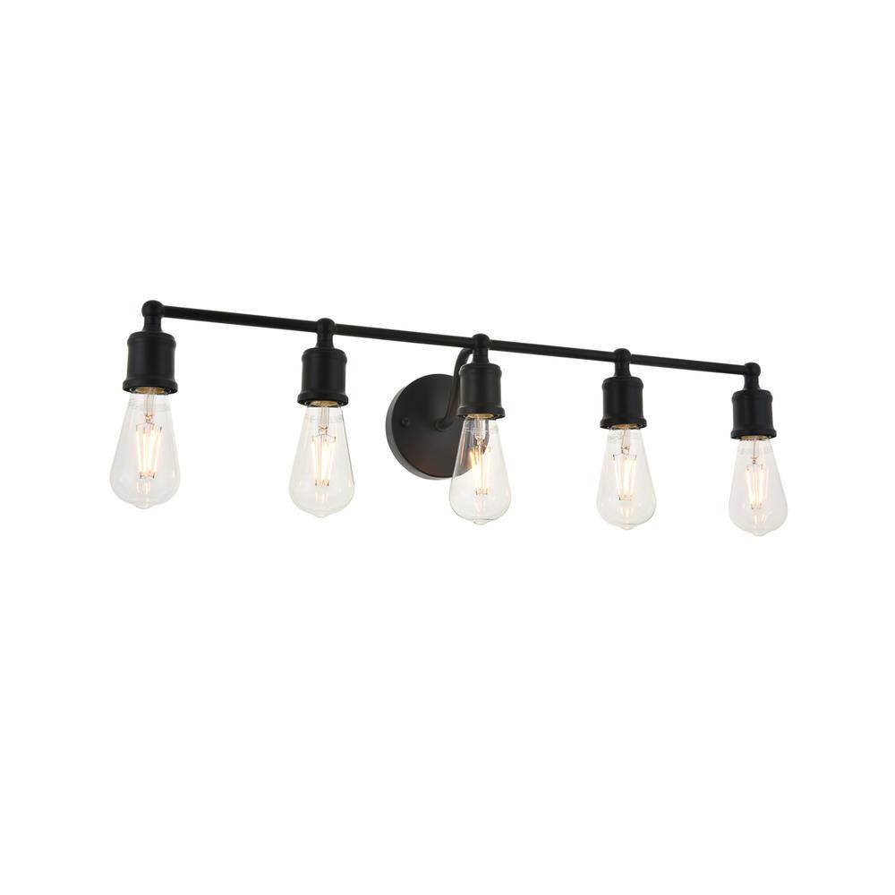 Alt View 7. Living District - Serif 5 light black Wall Sconce - Black.