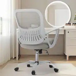 Loheer - Ergonomic Office Chair Mesh Desk Chair Mid-Back Computer Chair Swivel Rolling Lumbar Support Grey - Gray