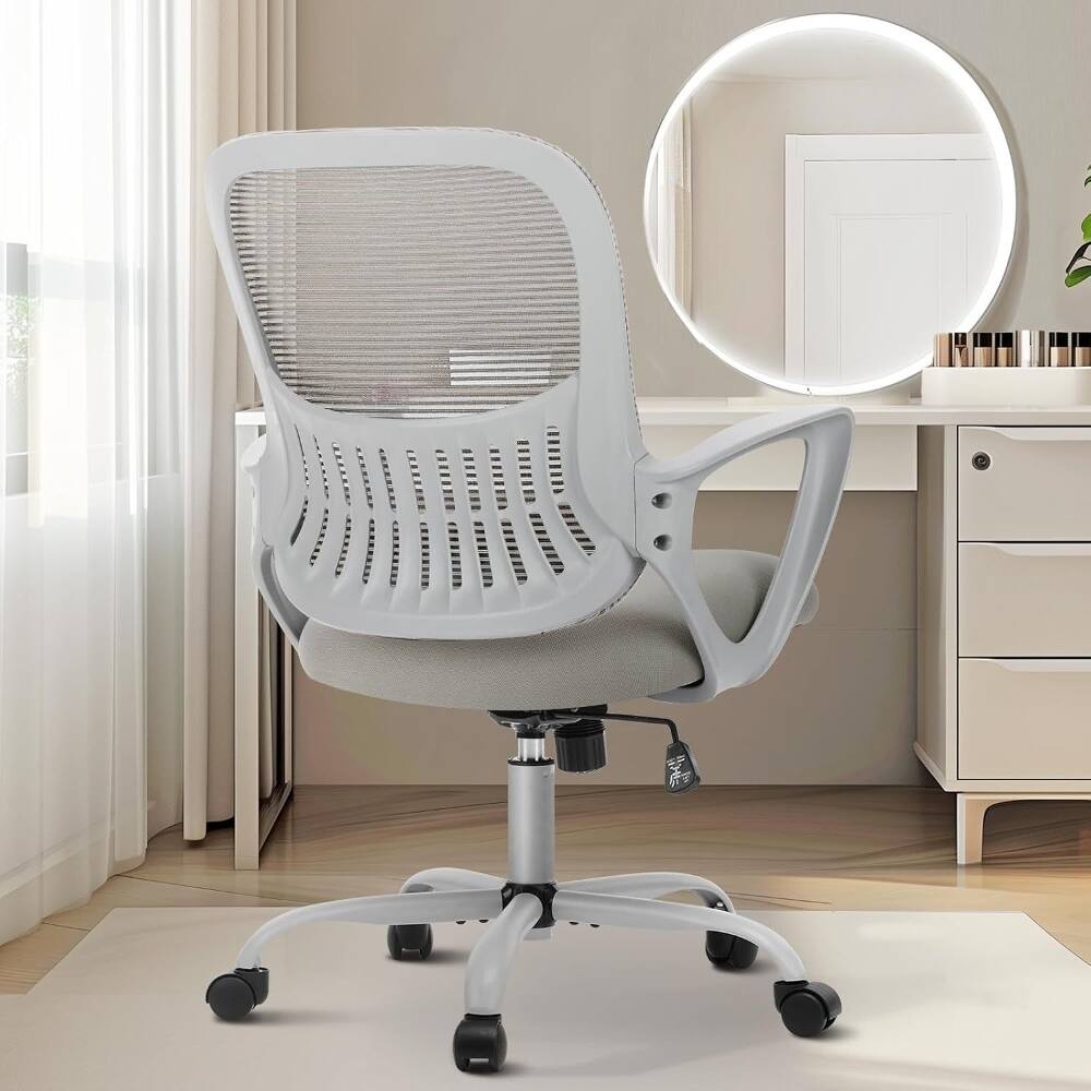 Front. Loheer - Loheer Ergonomic Office Chair Mesh Desk Chair Mid-Back Computer Chair Swivel Rolling Lumbar Support Grey - Grey.