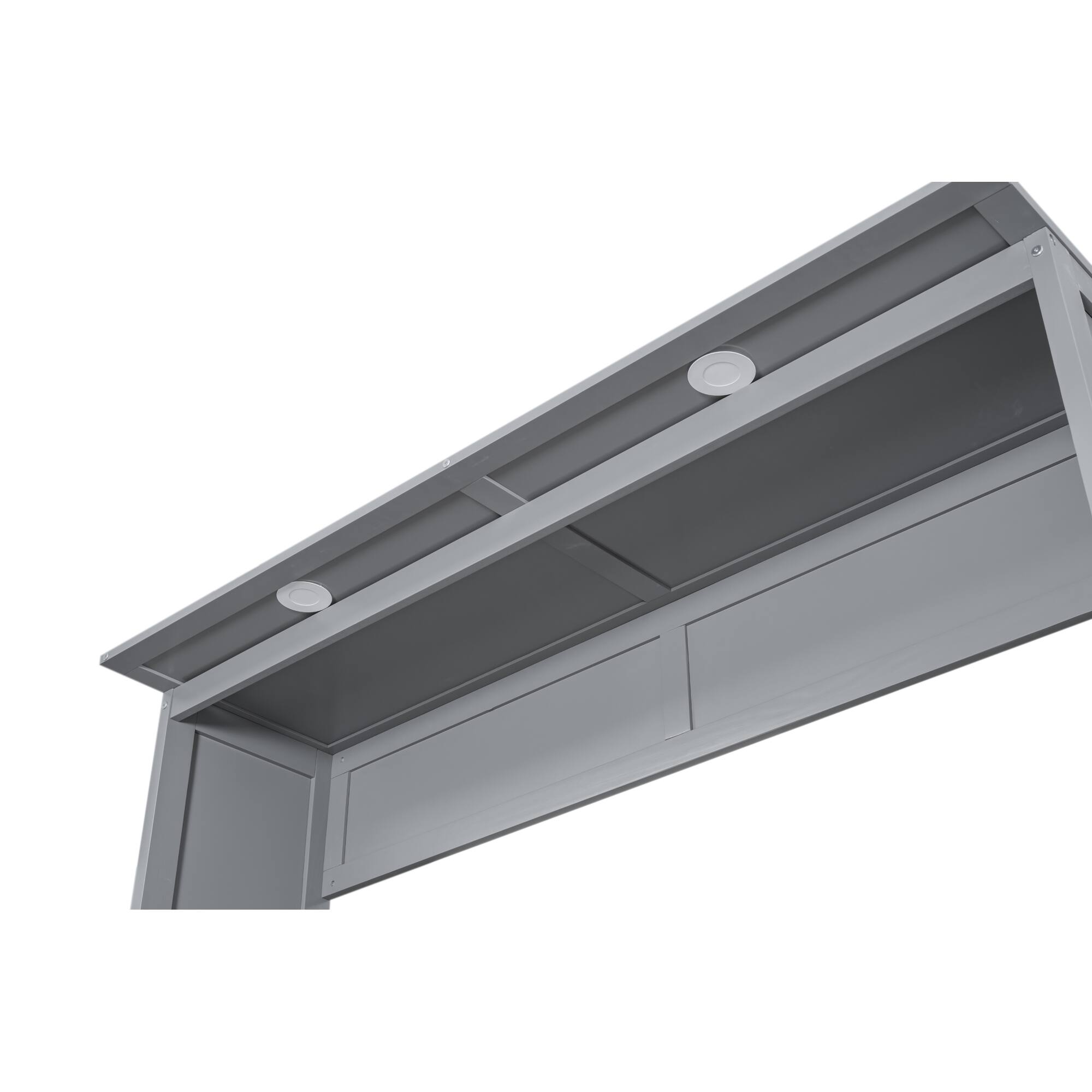 Alt View 10. Tiramisubest - Queen Size Gray Murphy Wall Bed with Shelves, LED Lights, Solid Wood + MDF, Space-Saving - Gray.