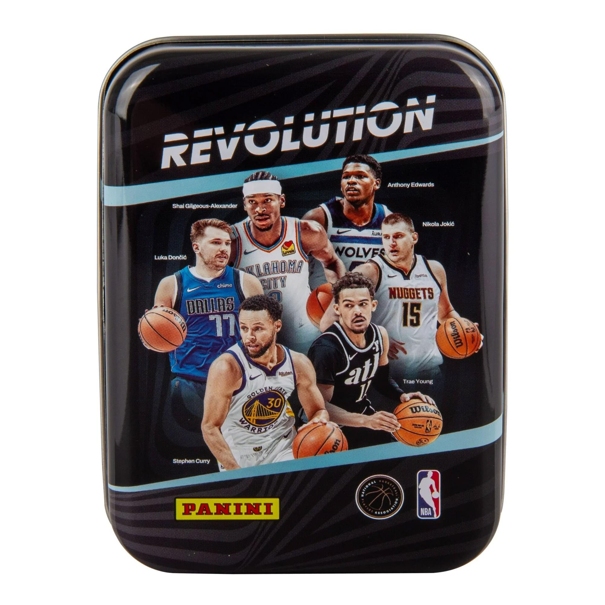 REVOLUTION

Anthony Edwards  
Shai Gilgeous-Alexander  
Nikola Jokić  
Luka Dončić  
Nikola Jokić  
Trae Young  
Stephen Curry  

WOLVES  
OKLAHOMA CITY  
NUGGETS  
DALLAS  
GOLDEN STATE WARRIORS  

PANINI  
NBA