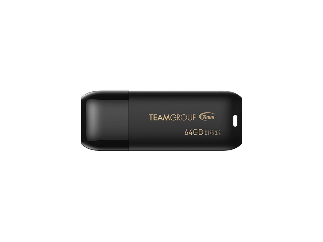 Team Group - TEAMGROUP C175 64GB USB 3.2 Flash Drive, 100MB/s Speed, Matte/Glossy Design (TC175364GB01) - Black