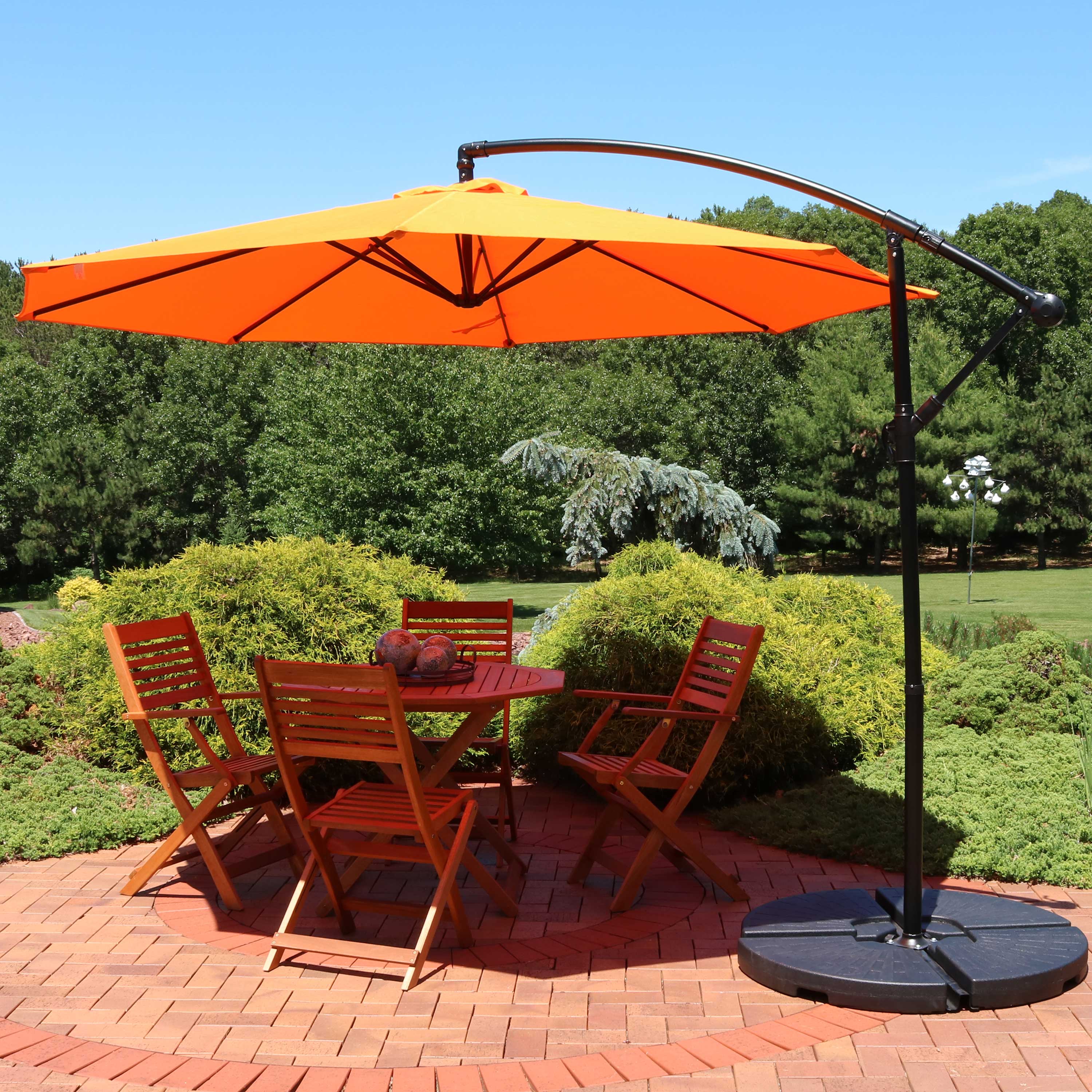Alt View 3. Sunnydaze - 9.5 ft Cantilever Offset Patio Umbrella with Crank - Tangerine.