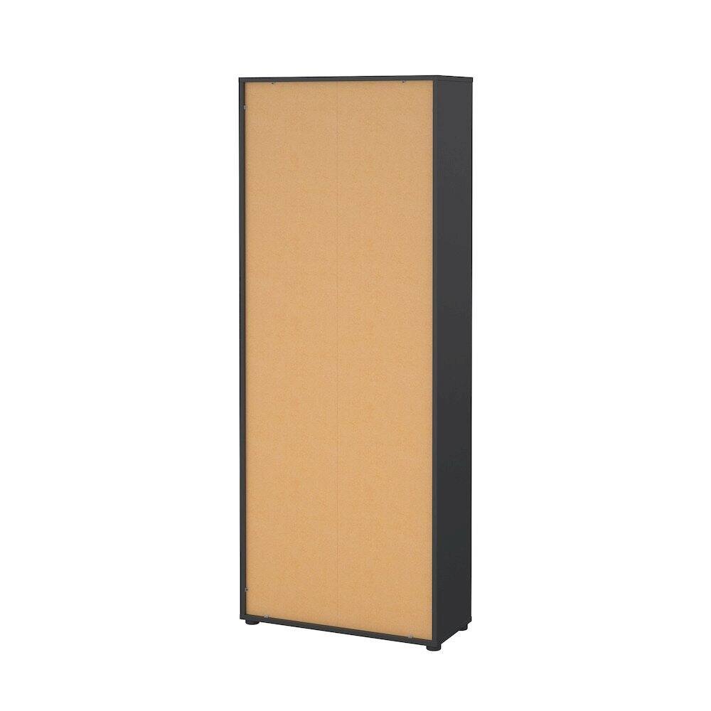 Alt View 2. FurniFact - 6-Shelf Bookshelf with 2 Doors for Office, Bedroom, or Living Room - Gray.