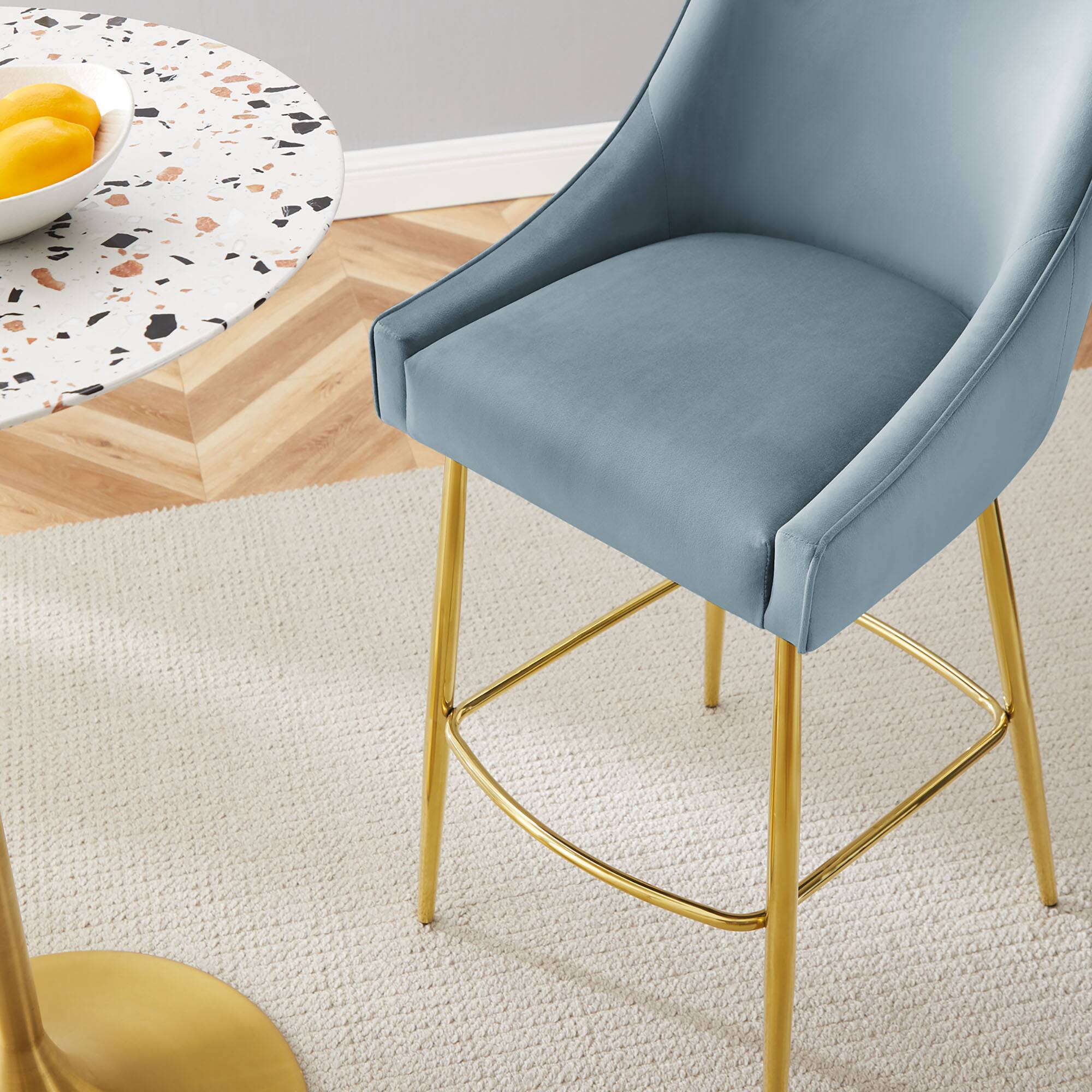 Back. Modway - Discern Performance Velvet Bar Stool by Modway - Light Blue.