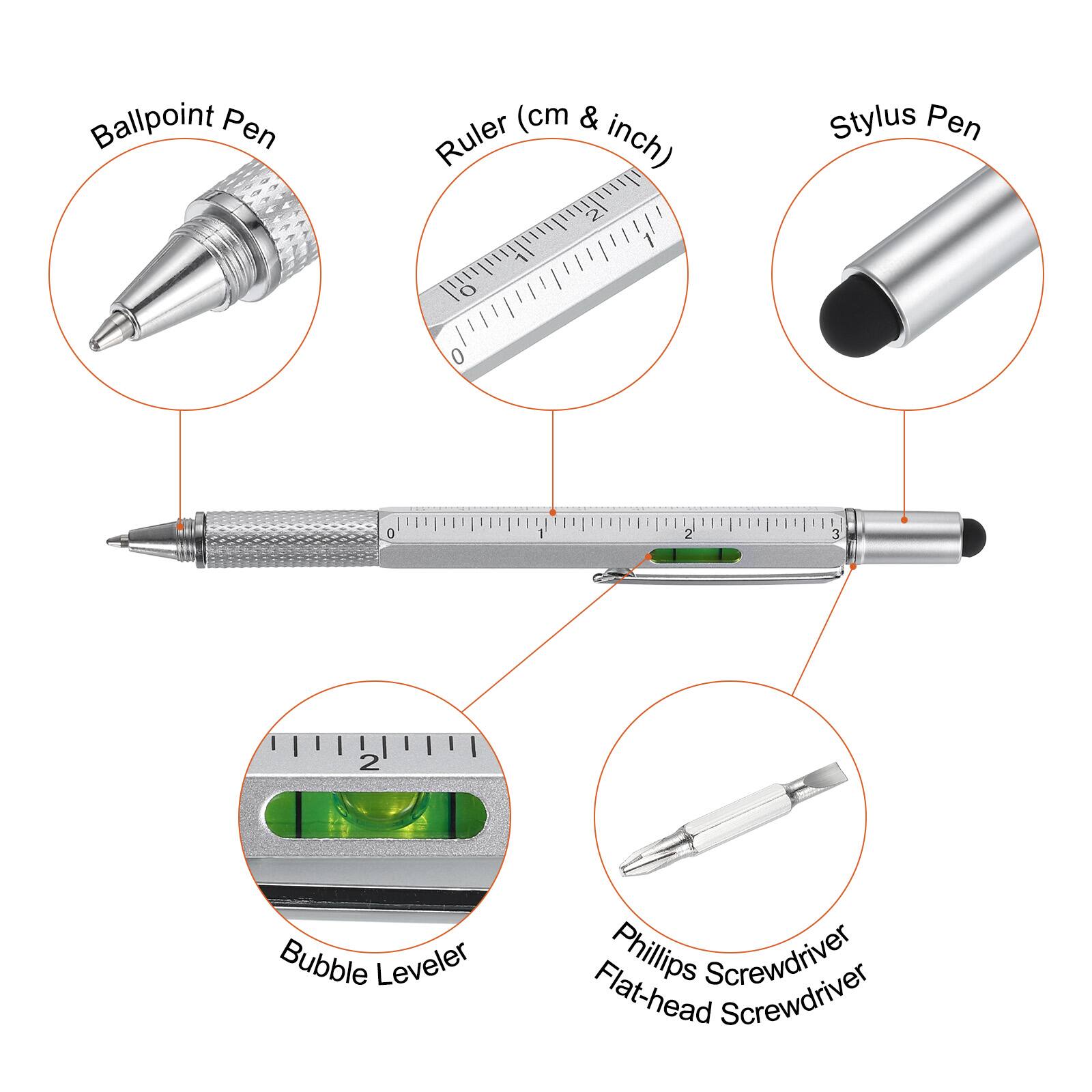 Ballpoint Pen  
Ruler (cm & inch)  
Stylus Pen  
Bubble Leveler  
Phillips Screwdriver  
Flat-head Screwdriver