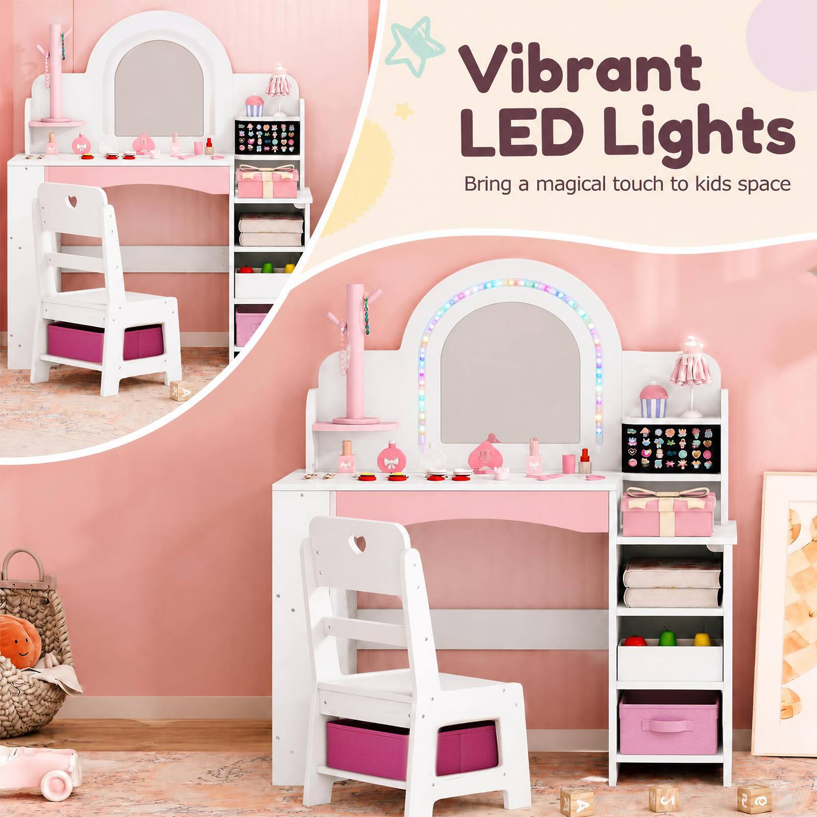 Vibrant LED Lights Bring a magical touch to kids space